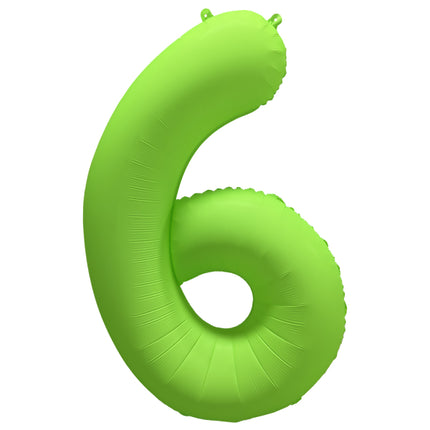 6 Year Figure Balloon Neon Green Empty 86cm