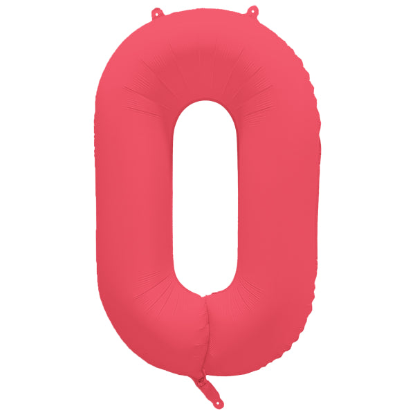 0 Year Figure Balloon Red Neon Empty 86cm