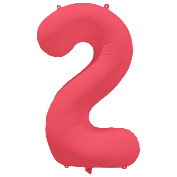 2 Year Figure Balloon Red Neon Empty 86cm
