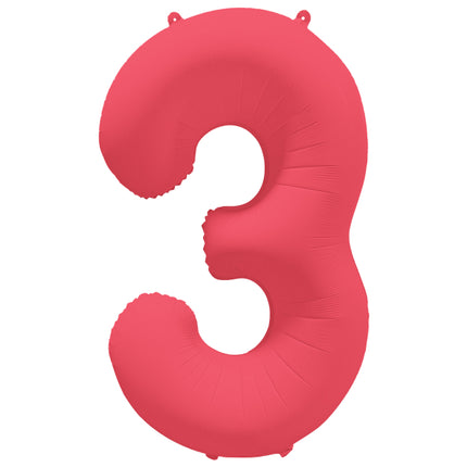 3 Year Figure Balloon Red Neon Empty 86cm