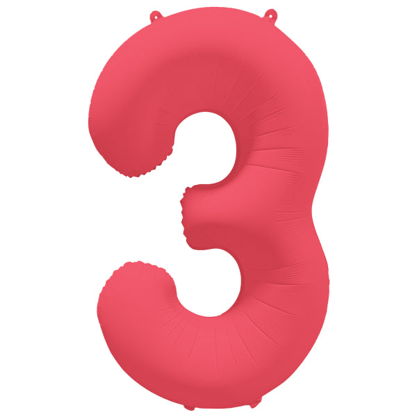 3 Year Figure Balloon Red Neon Empty 86cm