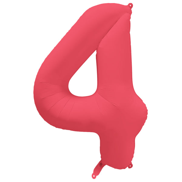 4 Year Figure Balloon Red Neon Empty 86cm