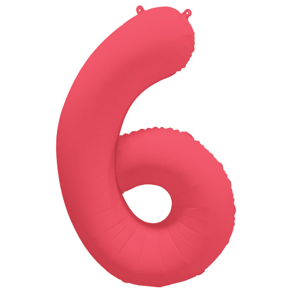 6 Year Figure Balloon Red Neon Empty 86cm