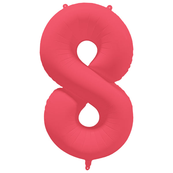 8 Year Figure Balloon Red Neon Empty 86cm