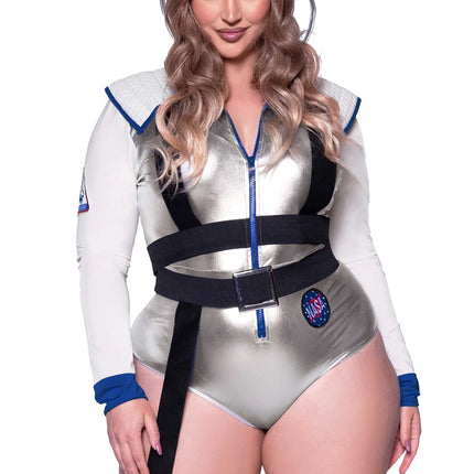 Astronaut Suit White Silver Women's Bodysuit Leg Avenue