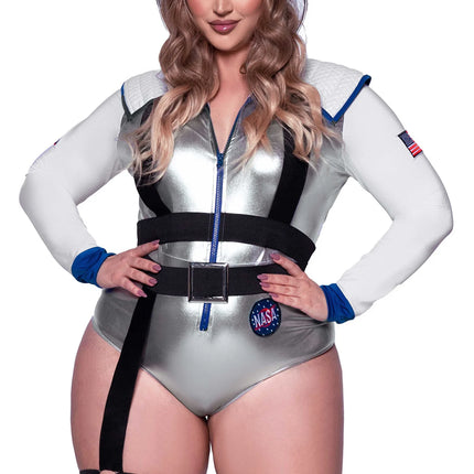 Astronaut Suit White Silver Women's Bodysuit Leg Avenue