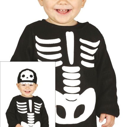 Costume d'Halloween Squelette Bébé Noir Blanc
