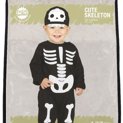 Costume d'Halloween Squelette Bébé Noir Blanc