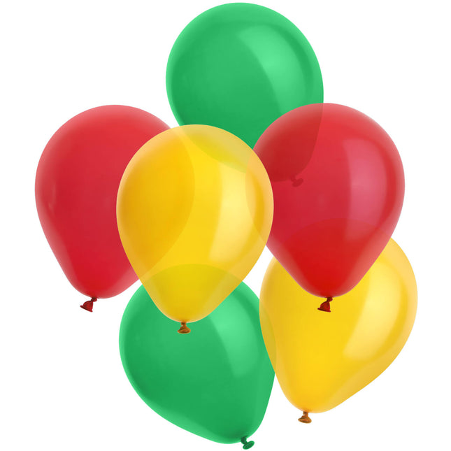 Ballons Rouge-Jaune-Vert 30cm - 6 pièces