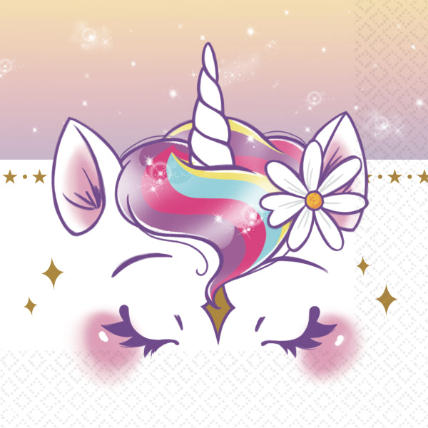 Serviettes de table licorne colorées 33cm 16pcs