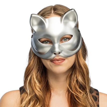 Demi-masque Kitty argenté
