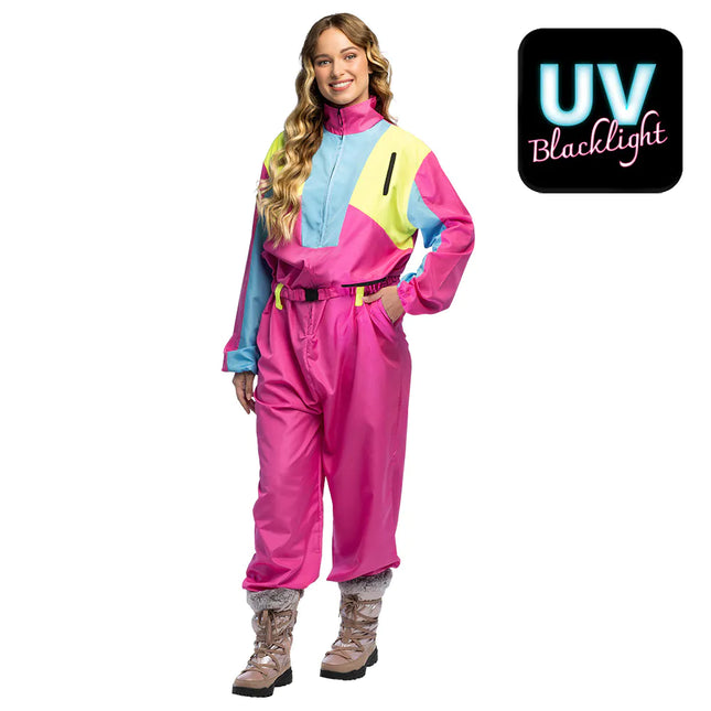 Combinaison de ski rose pour femme Uv Blacklight