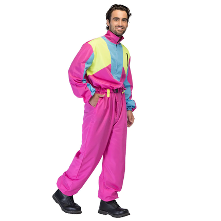 Combinaison de ski rose pour hommes Uv Blacklight