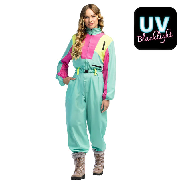 Combinaison de ski vert menthe pour femme Uv Blacklight