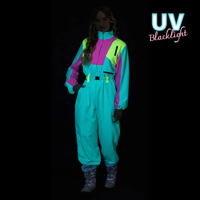 Combinaison de ski vert menthe pour femme Uv Blacklight