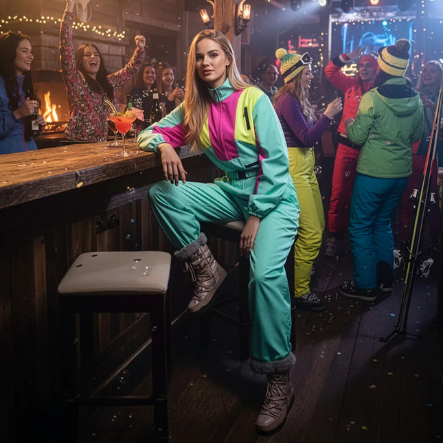 Combinaison de ski vert menthe pour femme Uv Blacklight