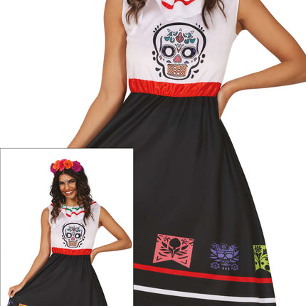 Dia De Los Muertos Dress Ladies Skull (robe à tête de mort)