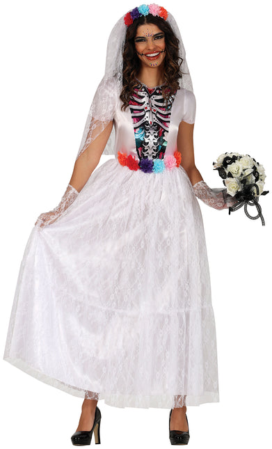 Dia De Los Muertos Dress White Ladies Bride (Robe Dia de Los Muertos)