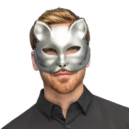 Demi-masque Kitty argenté