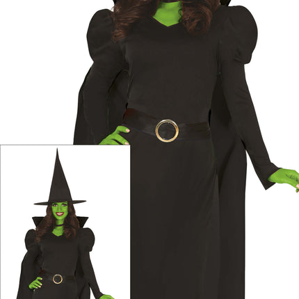 Robe d'Halloween Noir Dames Sorcière Longue
