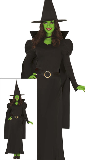 Robe d'Halloween Noir Dames Sorcière Longue