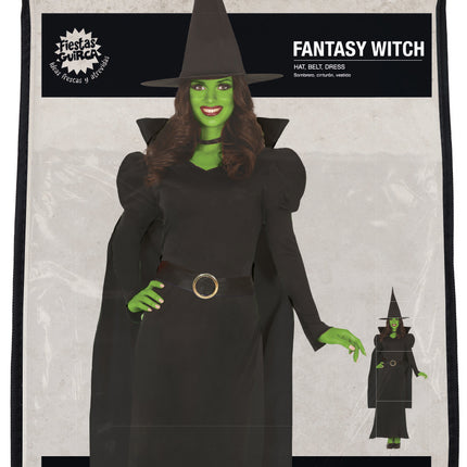 Robe d'Halloween Noir Dames Sorcière Longue