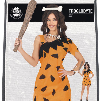 Robe de l'homme des cavernes Noir Orange Dames