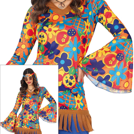 Hippie 60S Costume floral pour femme 3 pièces