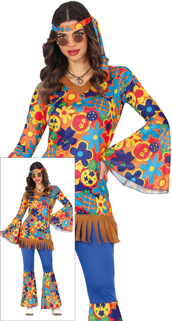 Hippie 60S Costume floral pour femme 3 pièces