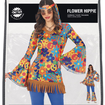 Hippie 60S Costume floral pour femme 3 pièces