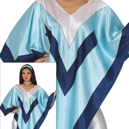 Poncho Disco 70S Bleu Dames