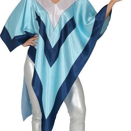 Poncho Disco 70S Bleu Dames