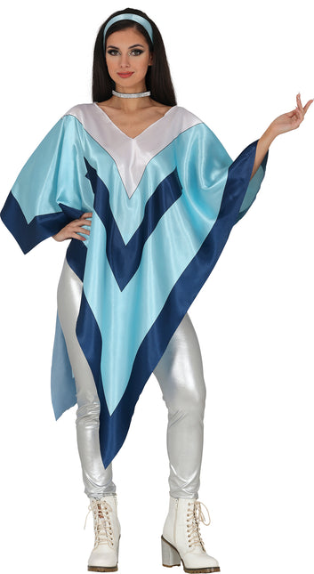 Poncho Disco 70S Bleu Dames