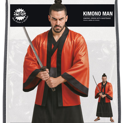 Kimono rouge noir 3 pièces pour hommes