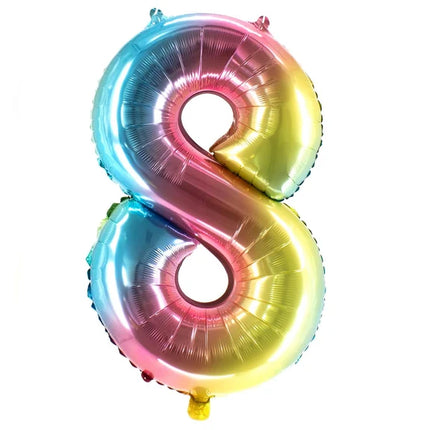 Ballon « 8 ans » arc-en-ciel, vierge, 1 m