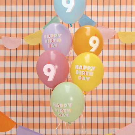 9 Jaar Ballonnen 30cm 6st van Partydeco koop je bij Partywinkel