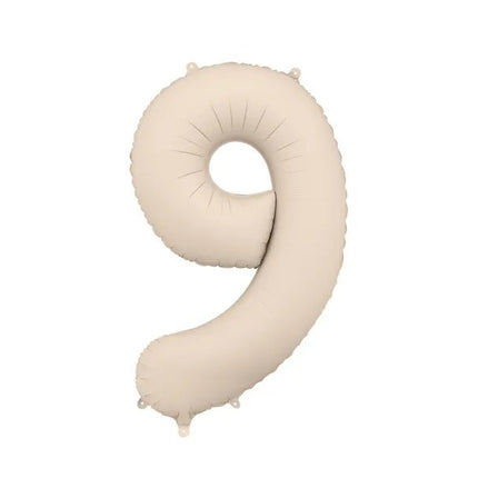 9 Jaar Cijfer Ballon Beige Mat Leeg 86cm van Partydeco koop je bij Partywinkel