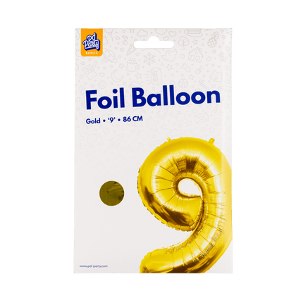 9 Jaar Cijfer Ballon Goud Leeg 86cm - Partywinkel - 8716764237034