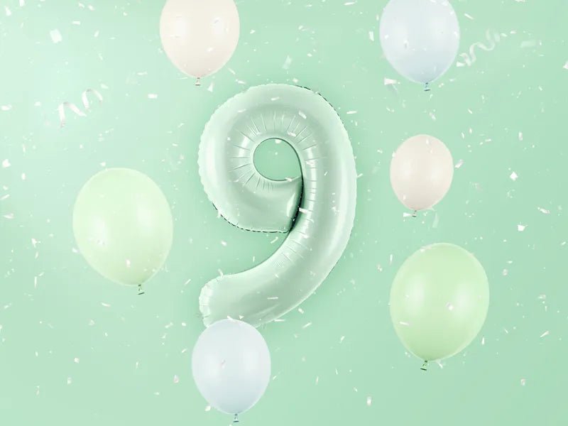 9 Jaar Cijfer Ballon Mintgroen Leeg 72cm van Partydeco koop je bij Partywinkel