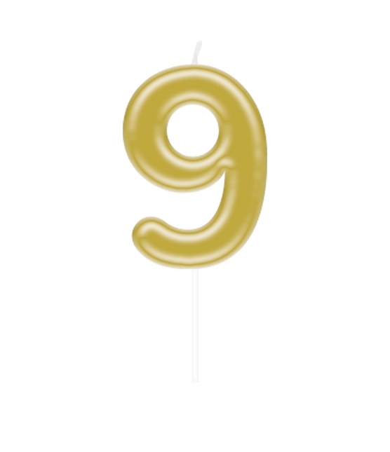 9 Jaar Kaars Goud 10,5cm van Paper Dreams koop je bij Partywinkel