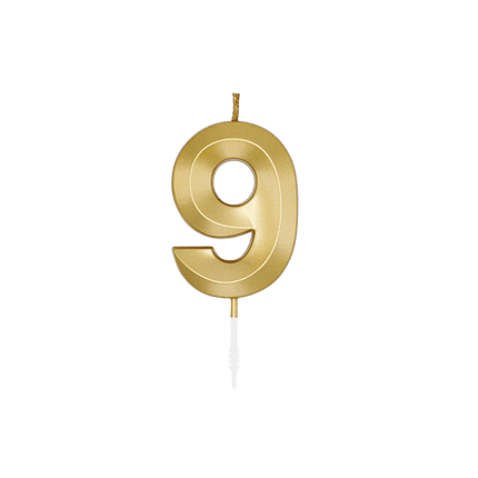 9 Jaar Kaars Goud Metallic 6cm van WeFiesta koop je bij Partywinkel
