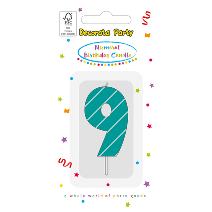 9 Jaar Kaars Lichtblauw van Procos koop je bij Partywinkel