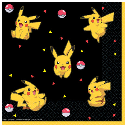 Serviettes de table Pokemon Noir Jaune 33cm 16pcs