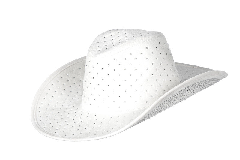 Chapeau de cow-boy avec strass Blanc