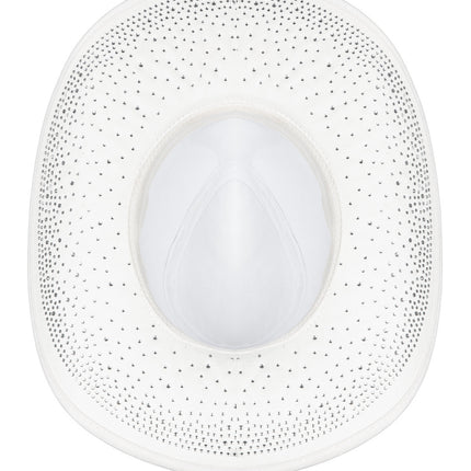 Chapeau de cow-boy avec strass Blanc