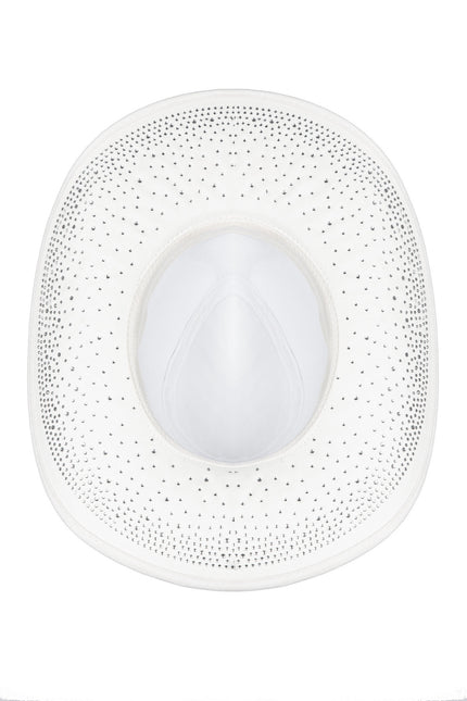Chapeau de cow-boy avec strass Blanc