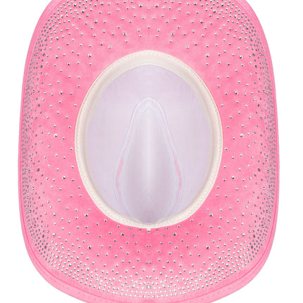 Chapeau de cow-boy avec strass Rose