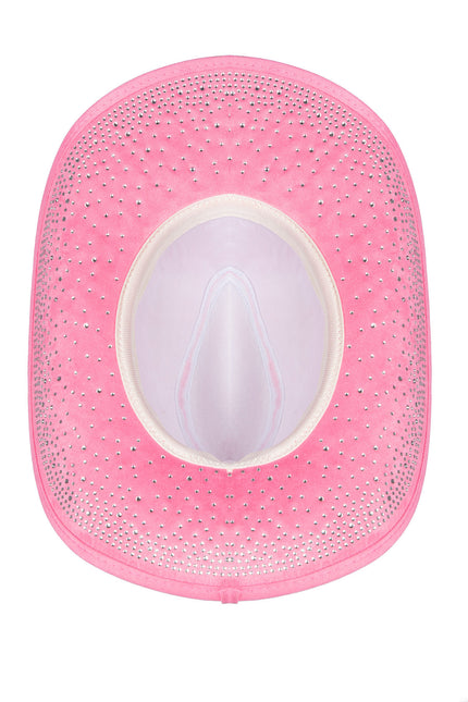 Chapeau de cow-boy avec strass Rose