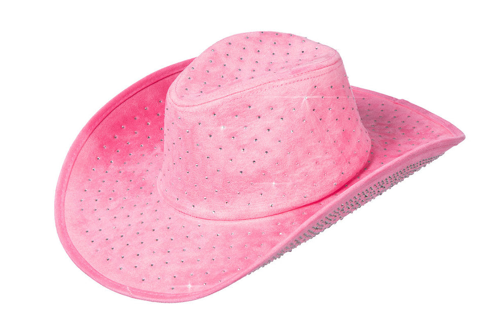Chapeau de cow-boy avec strass Rose