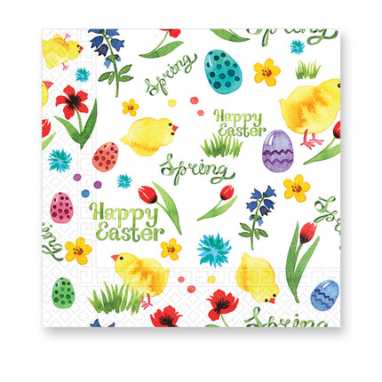 Serviettes de Pâques blanches Happy Easter 33cm 20pcs